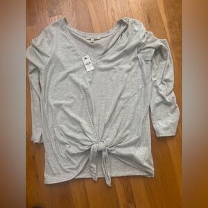 Gray Women's Top with Knot Detail
